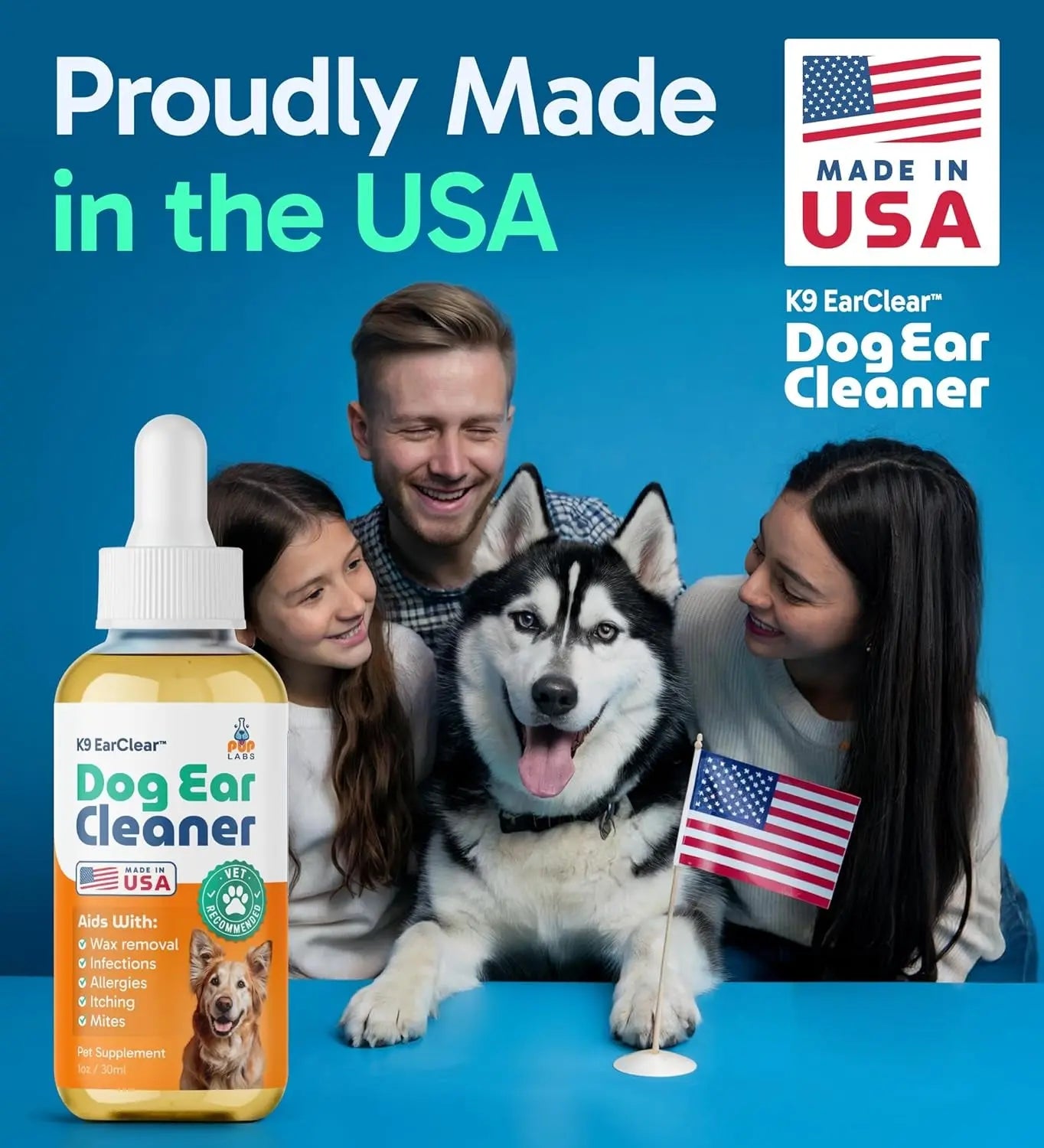 Ear Clear Natural Dog Ear Cleaner Soothing Drops for Wax, Itch &... detail view - Clinical-grade quality for dogs and cats