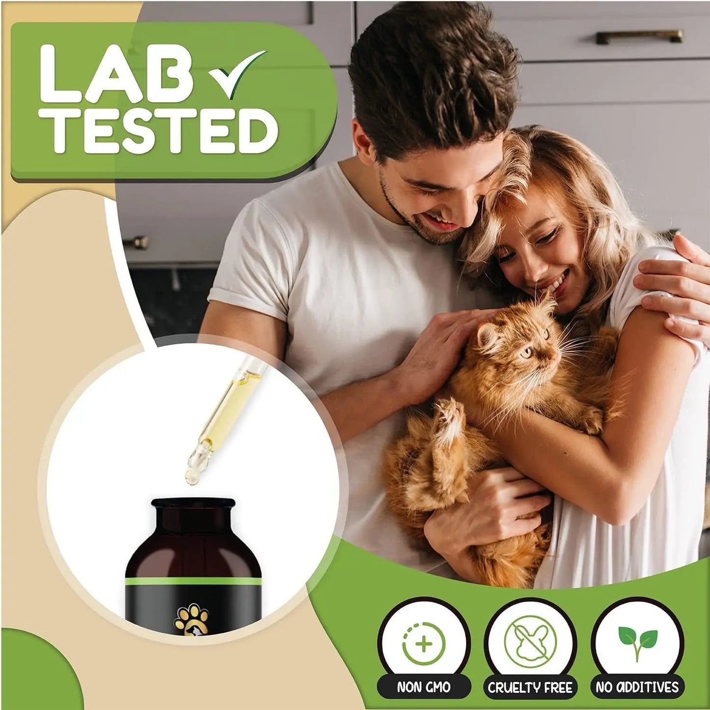 Hemp Oil Calming Drops for Dogs & Cats Anxiety, Pain & detail view - Clinical-grade quality for dogs and cats