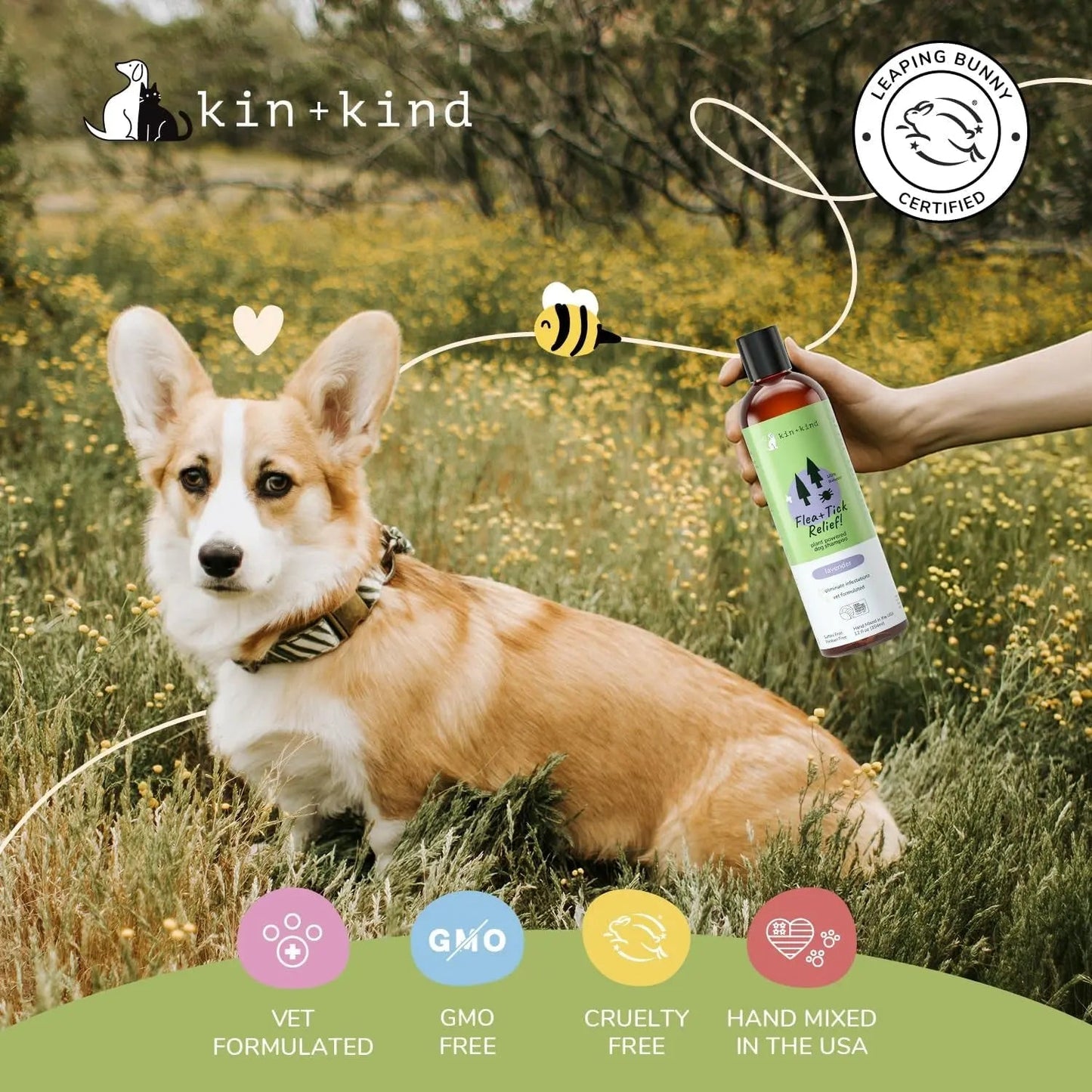 Flea & Tick Dog Shampoo Plant-Based 12oz detail view - Clinical-grade quality for dogs and cats