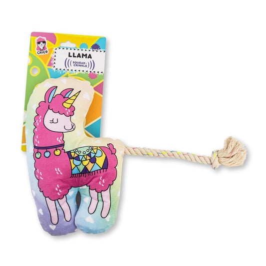 Magical Llama Plush Dog Toy with Squeaker & Crinkle Paper detail view - Clinical-grade quality for dogs and cats