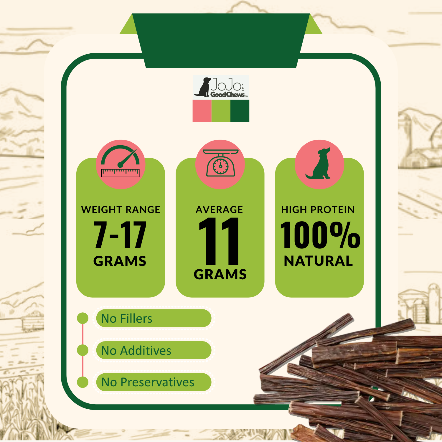 All-natural Beef Gullet Stick Dog Treats  Delicious & detail view - Clinical-grade quality for dogs and cats