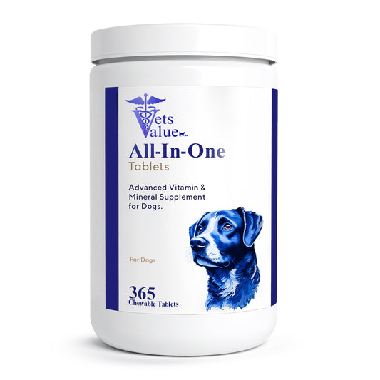 Vets Value All-in-one Dog Vitamins  365 Chewable Tablets - Premium pet wellness supplement by WellPaw Market