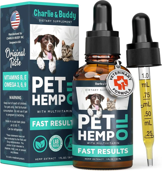 Charlie & Buddy Hemp Oil for Dogs & Cats, Calming & Joint - Premium pet wellness supplement by WellPaw Market