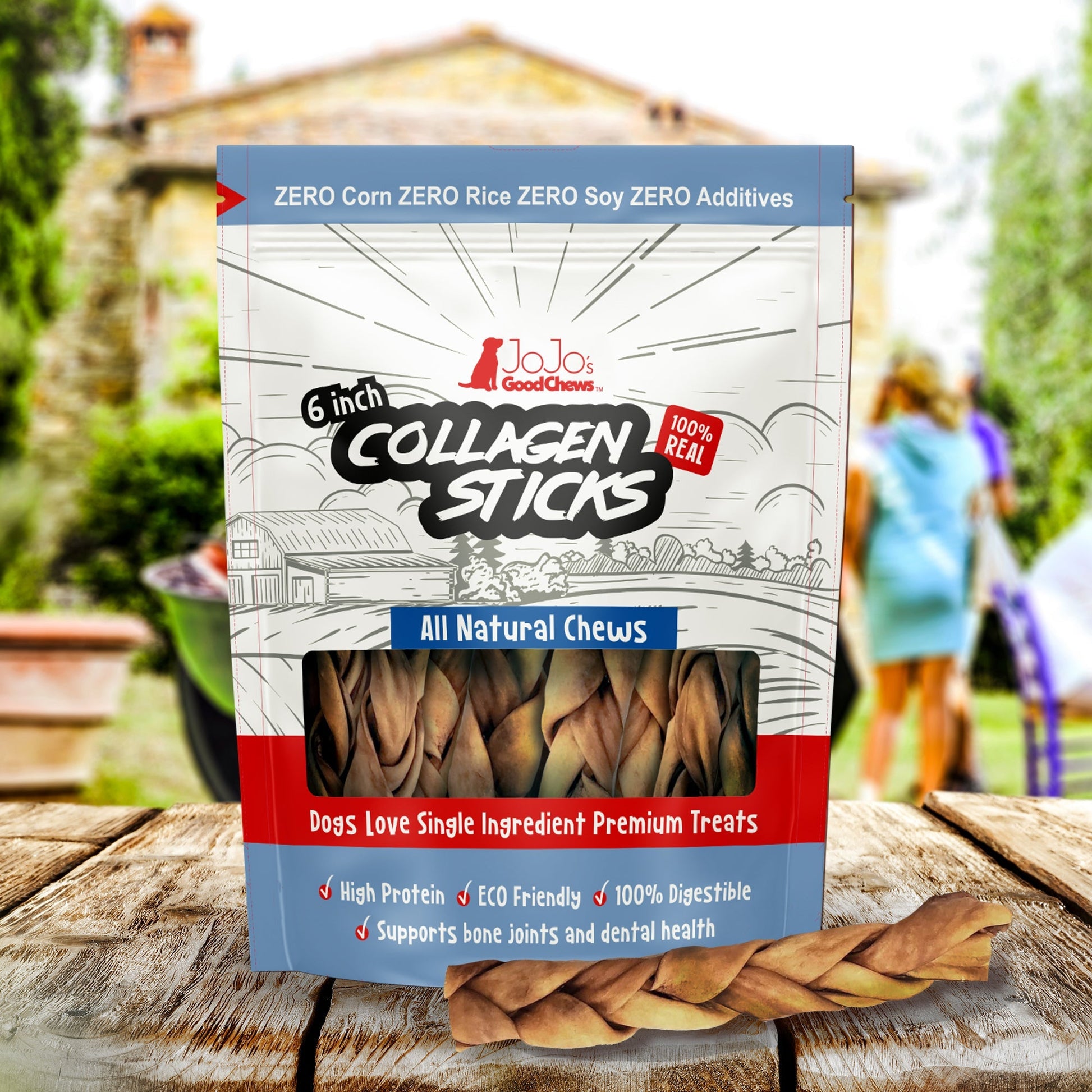 All-natural Braided Collagen Stick Dog Treats, Supports detail view - Clinical-grade quality for dogs and cats