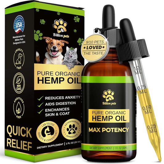 Hemp Oil Calming Drops for Dogs & Cats  Anxiety, Pain & - Premium pet wellness supplement by WellPaw Market