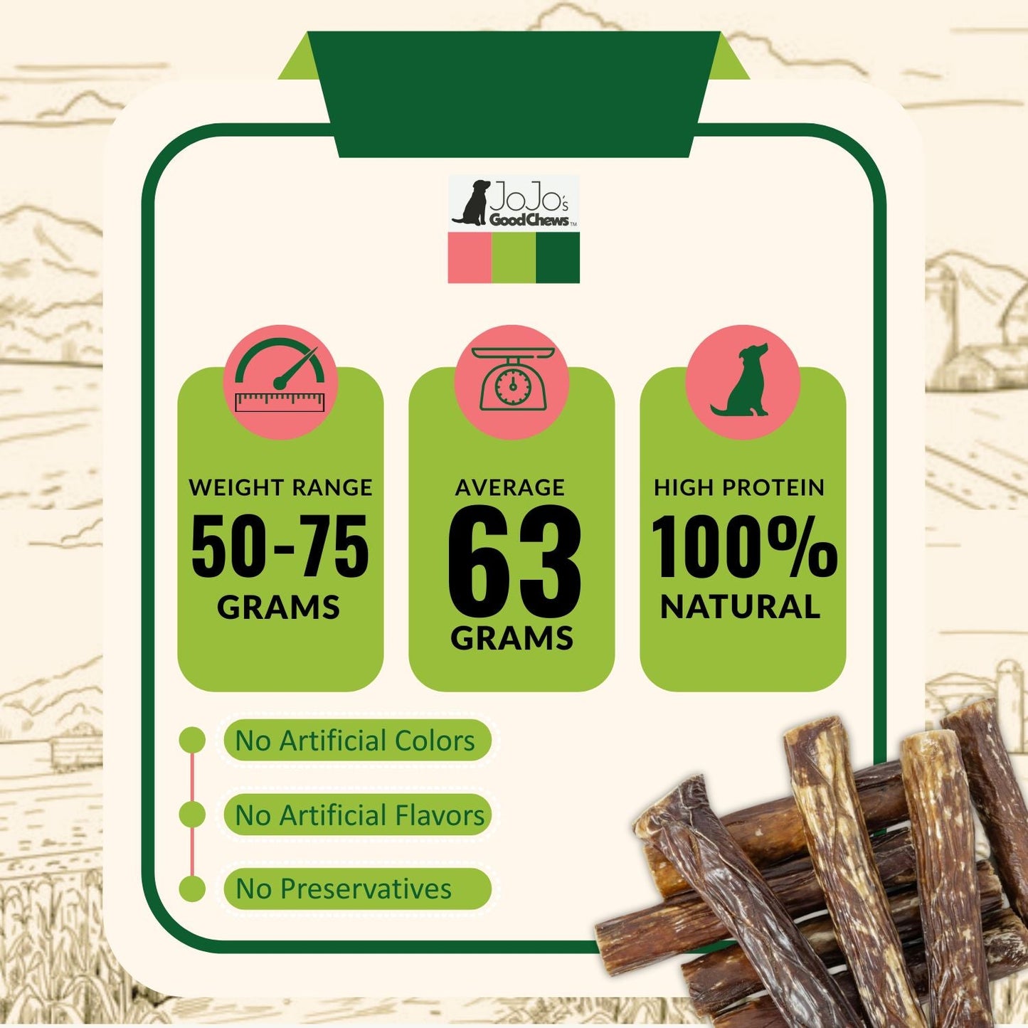 All-natural Beef Stuffed Gullet Dog Treats  Protein-packed detail view - Clinical-grade quality for dogs and cats