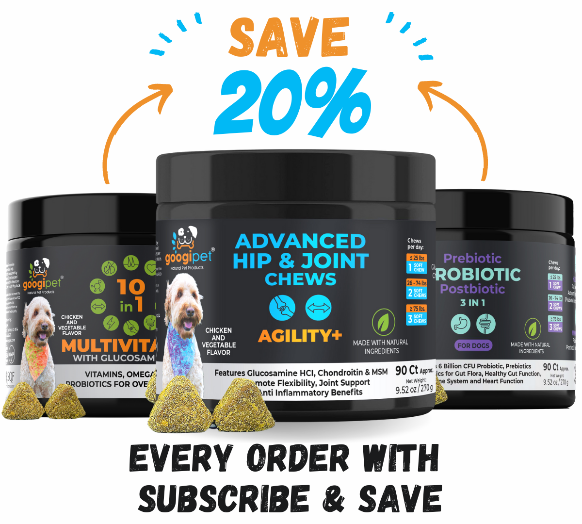 Agility+ Advanced Hip and Joint Chews for Dogs Glucosamine detail view - Clinical-grade quality for dogs and cats