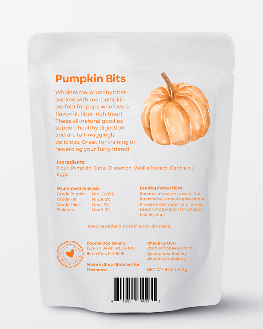Pumpkin Bits Dog Biscuits  Homemade 1/2lb detail view - Clinical-grade quality for dogs and cats